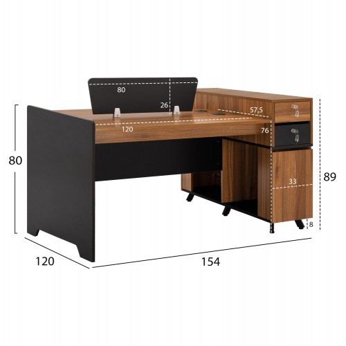 ΕΠΑΓΓΕΛΜΑΤΙΚΟΣ ΣΤΑΘΜΟΣ ΕΡΓΑΣΙΑΣ 2 ΑΤΟΜΩΝ SUPREME HM2374 154X120X89Υ εκ. Έπιπλα Γραφείου