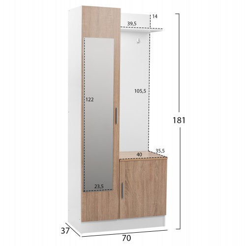 ΕΠΙΠΛΟ ΕΙΣΟΔΟΥ ΜΕ ΚΑΘΡΕΠΤΗ JANICE HM2264 SONAMA ΛΕΥΚΟ 70x37x181 εκ. Οργάνωση Σπιτιού - Μπάνιο ΕΠΙΠΛΟ ΕΙΣΟΔΟΥ ΜΕ ΚΑΘΡΕΠΤΗ JANICE HM2264 SONAMA ΛΕΥΚΟ 70x37x181 εκ. Οργάνωση Σπιτιού - Μπάνιο