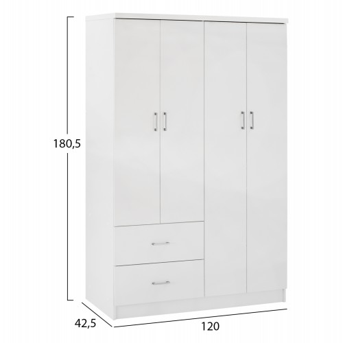ΝΤΟΥΛΑΠΑ 4ΦΥΛΛΗ ME 2 ΣΥΡΤΑΡΙΑ BLAKELY HM339.05 ΛΕΥΚΗ 120Χ42,5Χ180,5 εκ. Υπνοδωμάτιο