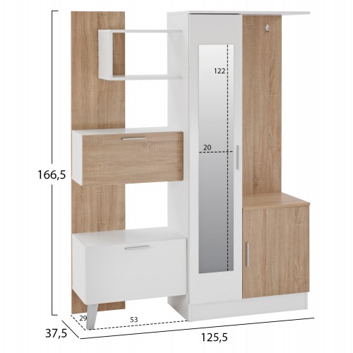 ΕΠΙΠΛΟ ΕΙΣΟΔΟΥ ΜΕ ΡΑΦΙΑ & ΚΑΘΡΕΠΤΗ ILIANA HM2265 ΛΕΥΚΟ-SONAMA 125,5x37,5x166,5 εκ. Οργάνωση Σπιτιού - Μπάνιο