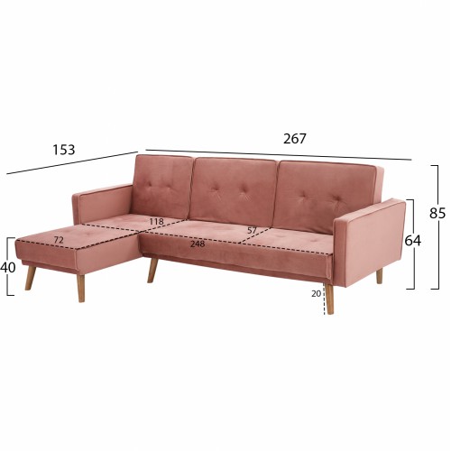 ΚΑΝΑΠΕΣ ΚΡΕΒΑΤΙ ΓΩΝΙΑ ΑΝΑΣΤΡΕΨΙΜΗ TALIA HM3153.02 ΒΕΛΟΥΔΟ ΣΑΠΙΟ ΜΗΛΟ 267x153x85 εκ Σαλόνι ΚΑΝΑΠΕΣ ΚΡΕΒΑΤΙ ΓΩΝΙΑ ΑΝΑΣΤΡΕΨΙΜΗ TALIA HM3153.02 ΒΕΛΟΥΔΟ ΣΑΠΙΟ ΜΗΛΟ 267x153x85 εκ Σαλόνι