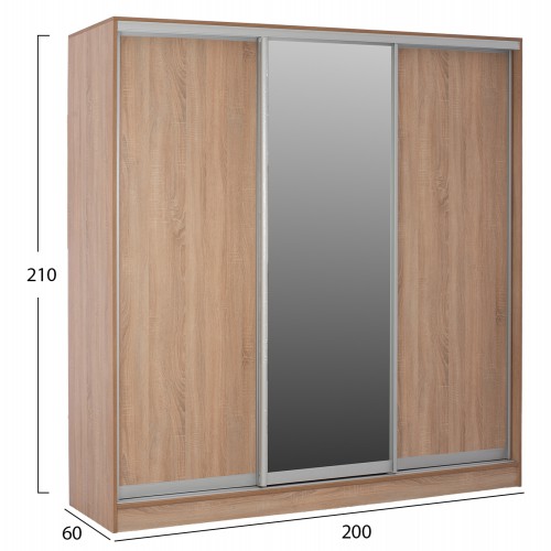 ΝΤΟΥΛΑΠΑ 3ΦΥΛΛΗ ΣΥΡΟΜΕΝΗ ΜΕ ΚΑΘΡΕΠΤΗ SONAMA OAK HM2435  200X60X210Υεκ Υπνοδωμάτιο