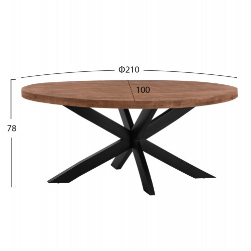 ΤΡΑΠΕΖΙ HM8483.11 OVAL 6εκ. ΠΑΧΟΣ ΑΠΟ ΜΑΣΙΦ ΞΥΛΟ MANGO 210x100x78Υ εκ. Σαλόνι