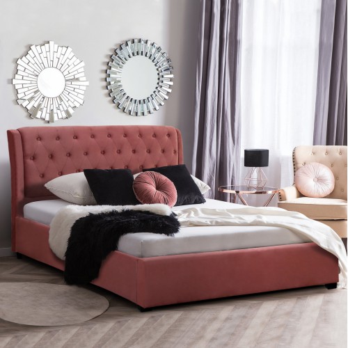 ΚΡΕΒΑΤΙ ODALYS 150X200 ΒΕΛΟΥΔΟ ΥΦΑΣΜΑ ΣΑΠΙΟ ΜΗΛΟ HM549.12 164x223x100 εκ. Υπνοδωμάτιο