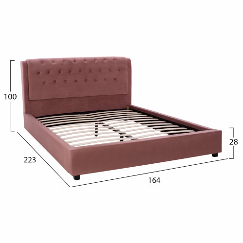 ΚΡΕΒΑΤΙ ODALYS 150X200 ΒΕΛΟΥΔΟ ΥΦΑΣΜΑ ΣΑΠΙΟ ΜΗΛΟ HM549.12 164x223x100 εκ. Υπνοδωμάτιο