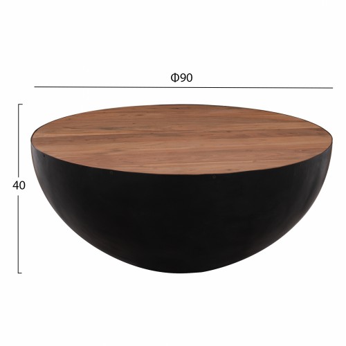 ΔΙΑΚΟΣΜΗΤΙΚΟ ΤΡΑΠΕΖΙ ΣΑΛΟΝΙΟΥ BOWL Φ90X40Yεκ. ΜΑΥΡΟ ΜΕ ΞΥΛΟ ΑΚΑΚΙΑΣ HM8717.01 Σαλόνι
