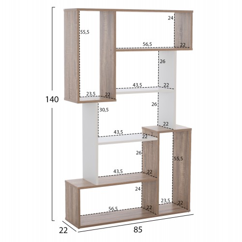 ΒΙΒΛΙΟΘΗΚΗ SHAY HM8768.01 85X22X140 ΛΕΥΚΟ Έπιπλα Γραφείου