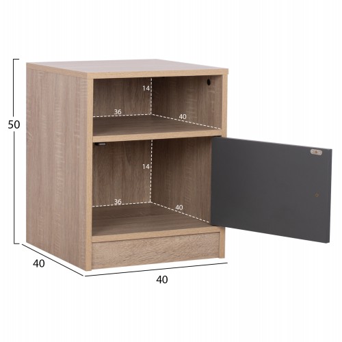 ΚΟΜΟΔΙΝΟ ΜΕΛΑΜΙΝΗΣ MALORY SONAMA-ΓΚΡΙ 40x40x50Yεκ.HM2205.04 Υπνοδωμάτιο