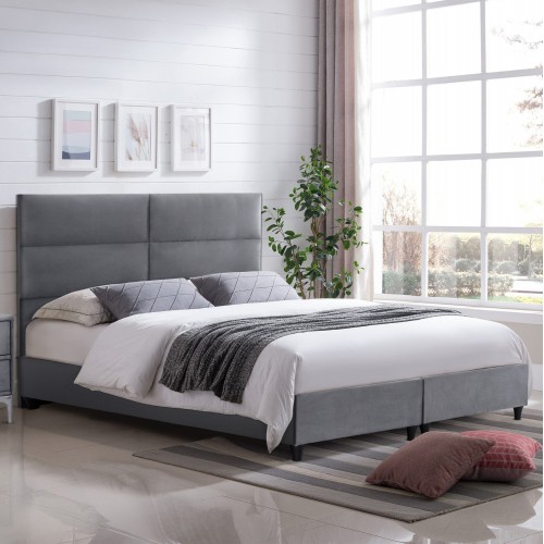 ΚΡΕΒΑΤΙ MILO ΑΠΟ ΓΚΡΙ ΒΕΛΟΥΔΟ HM628.10 ΓΙΑ ΣΤΡΩΜΑ 180x200 εκ. Υπνοδωμάτιο
