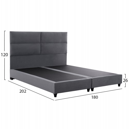 ΚΡΕΒΑΤΙ MILO ΑΠΟ ΓΚΡΙ ΒΕΛΟΥΔΟ HM628.10 ΓΙΑ ΣΤΡΩΜΑ 180x200 εκ. Υπνοδωμάτιο