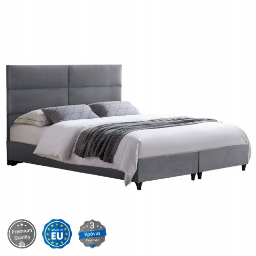 ΚΡΕΒΑΤΙ MILO ΑΠΟ ΓΚΡΙ ΒΕΛΟΥΔΟ HM628.10 ΓΙΑ ΣΤΡΩΜΑ 180x200 εκ. Υπνοδωμάτιο