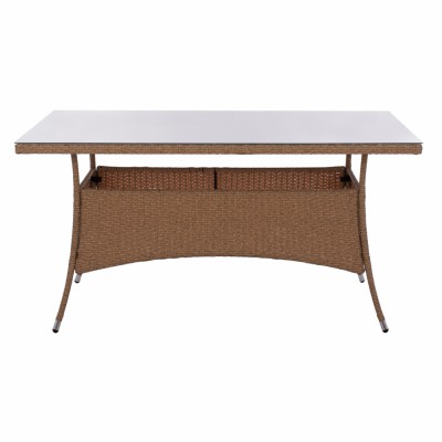 ΤΡΑΠΕΖΙ ΜΕΤΑΛΛΙΚΟ MINSK RATTAN ΜΠΕΖ ΚΑΦΕ HM5507.02 150x90x75 εκ. Εξωτερικού Χώρου
