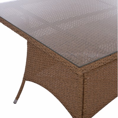ΤΡΑΠΕΖΙ ΜΕΤΑΛΛΙΚΟ MINSK RATTAN ΜΠΕΖ ΚΑΦΕ HM5507.02 150x90x75 εκ. Εξωτερικού Χώρου