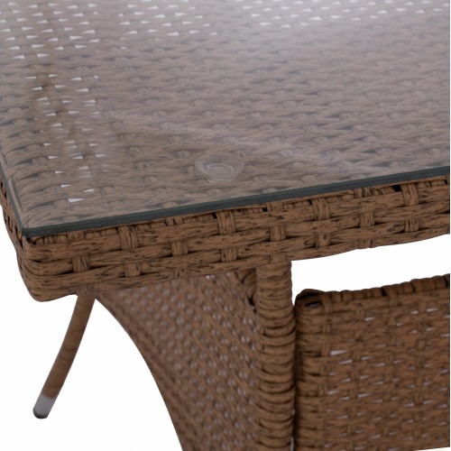 ΤΡΑΠΕΖΙ ΜΕΤΑΛΛΙΚΟ MINSK RATTAN ΜΠΕΖ ΚΑΦΕ HM5507.02 150x90x75 εκ. Εξωτερικού Χώρου
