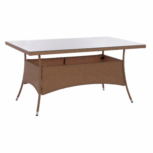 ΤΡΑΠΕΖΙ ΜΕΤΑΛΛΙΚΟ MINSK RATTAN ΜΠΕΖ ΚΑΦΕ HM5507.02 150x90x75 εκ. Εξωτερικού Χώρου