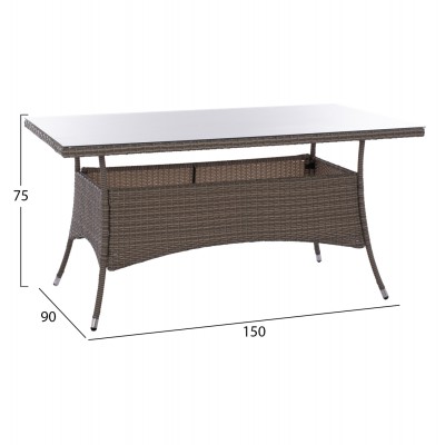 ΤΡΑΠΕΖΙ ΜΕΤΑΛΛΙΚΟ MINSK HM5507.01 WICKER ΓΚΡΙ 150x90x75Υεκ. ΤΡΑΠΕΖΙ ΜΕΤΑΛΛΙΚΟ MINSK HM5507.01 WICKER ΓΚΡΙ 150x90x75Υεκ.