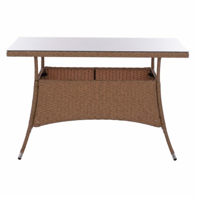 ΤΡΑΠΕΖΙ ΜΕΤΑΛΛΙΚΟ MILITARY RATTAN ΜΠΕΖ ΚΑΦΕ HM5141.32 120x70x75Υ εκ. Εξωτερικού Χώρου