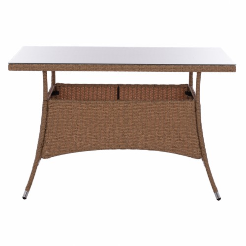 ΤΡΑΠΕΖΙ ΜΕΤΑΛΛΙΚΟ MILITARY RATTAN ΜΠΕΖ ΚΑΦΕ HM5141.32 120x70x75Υ εκ. Εξωτερικού Χώρου