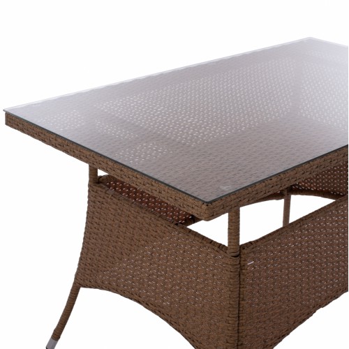 ΤΡΑΠΕΖΙ ΜΕΤΑΛΛΙΚΟ MILITARY RATTAN ΜΠΕΖ ΚΑΦΕ HM5141.32 120x70x75Υ εκ. Εξωτερικού Χώρου