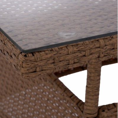ΤΡΑΠΕΖΙ ΜΕΤΑΛΛΙΚΟ MILITARY RATTAN ΜΠΕΖ ΚΑΦΕ HM5141.32 120x70x75Υ εκ. Εξωτερικού Χώρου