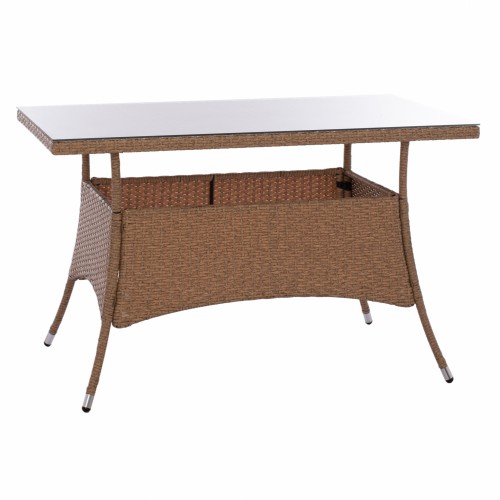ΤΡΑΠΕΖΙ ΜΕΤΑΛΛΙΚΟ MILITARY RATTAN ΜΠΕΖ ΚΑΦΕ HM5141.32 120x70x75Υ εκ. Εξωτερικού Χώρου