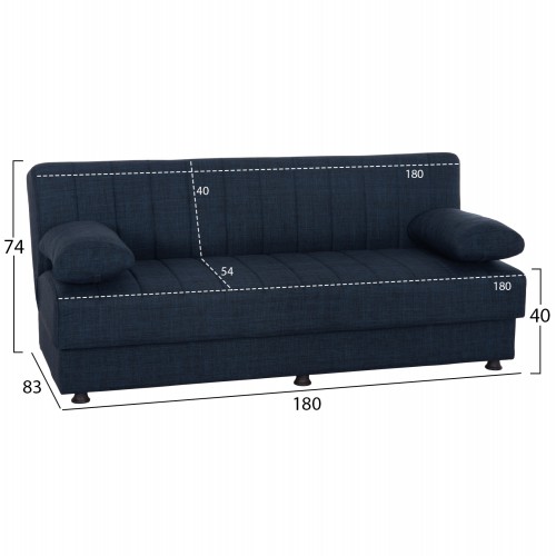 ΚΑΝΑΠΕΣ ΚΡΕΒΑΤΙ ANDRI ΤΡΙΘΕΣΙΟΣ ΜΠΛΕ HM3239.07 180x72x77 εκ. Σαλόνι