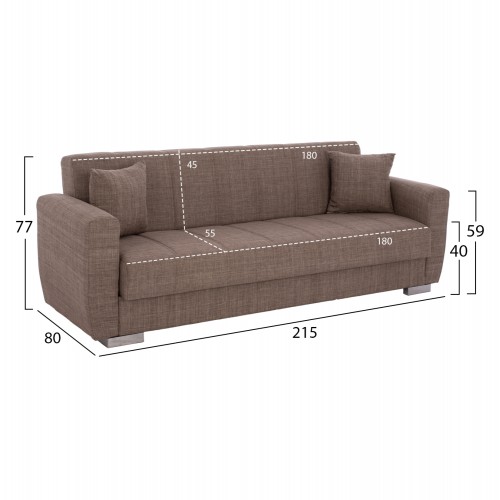 ΚΑΝΑΠΕΣ ΚΡΕΒΑΤΙ POLYA ΤΡΙΘΕΣΙΟΣ ΚΑΦΕ HM3240.02 215x80x77 εκ. Σαλόνι ΚΑΝΑΠΕΣ ΚΡΕΒΑΤΙ POLYA ΤΡΙΘΕΣΙΟΣ ΚΑΦΕ HM3240.02 215x80x77 εκ. Σαλόνι