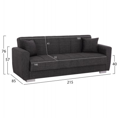 ΚΑΝΑΠΕΣ ΚΡΕΒΑΤΙ POLYA ΤΡΙΘΕΣΙΟΣ HM3240.03 ΓΚΡΙ 215x85x76Υ εκ. ΚΑΝΑΠΕΣ ΚΡΕΒΑΤΙ POLYA ΤΡΙΘΕΣΙΟΣ HM3240.03 ΓΚΡΙ 215x85x76Υ εκ.