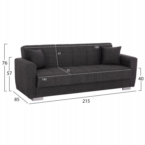 ΚΑΝΑΠΕΣ ΚΡΕΒΑΤΙ POLYA ΤΡΙΘΕΣΙΟΣ HM3240.03 ΓΚΡΙ 215x80x77 εκ. Σαλόνι ΚΑΝΑΠΕΣ ΚΡΕΒΑΤΙ POLYA ΤΡΙΘΕΣΙΟΣ HM3240.03 ΓΚΡΙ 215x80x77 εκ. Σαλόνι