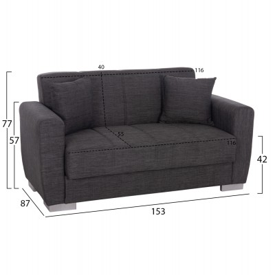 ΚΑΝΑΠΕΣ ΚΡΕΒΑΤΙ POLYA ΔΙΘΕΣΙΟΣ ΓΚΡΙ HM3241.03 153x87x77Υεκ. ΚΑΝΑΠΕΣ ΚΡΕΒΑΤΙ POLYA ΔΙΘΕΣΙΟΣ ΓΚΡΙ HM3241.03 153x87x77Υεκ.