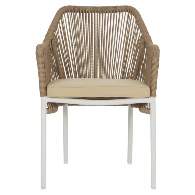 ΠΟΛΥΘΡΟΝΑ ΑΛΟΥΜΙΝΙΟΥ HM5855.01 ΛΕΥΚΟ ΜΕ ΣΧΟΙΝΙ WICKER PE ΜΠΕΖ 56x66x82 εκ. Εξωτερικού Χώρου