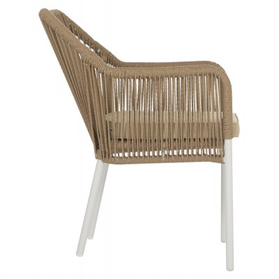 ΠΟΛΥΘΡΟΝΑ ΑΛΟΥΜΙΝΙΟΥ HM5855.01 ΛΕΥΚΟ ΜΕ ΣΧΟΙΝΙ WICKER PE ΜΠΕΖ 56x66x82 εκ. Εξωτερικού Χώρου