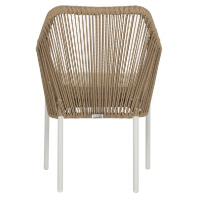 ΠΟΛΥΘΡΟΝΑ ΑΛΟΥΜΙΝΙΟΥ HM5855.01 ΛΕΥΚΟ ΜΕ ΣΧΟΙΝΙ WICKER PE ΜΠΕΖ 56x66x82 εκ. Εξωτερικού Χώρου