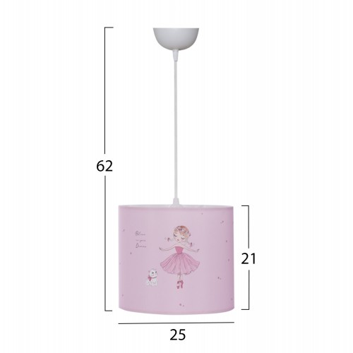 ΠΑΙΔΙΚΟ ΦΩΤΙΣΤΙΚΟ ΟΡΟΦΗΣ ΥΦΑΣΜΑΤΙΝΟ BALLERINA Φ25x21-62 εκ.HM7575.02 Διακόσμηση - Φωτισμός - Χαλιά
