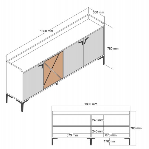 ΜΠΟΥΦΕΣ ΜΕΛΑΜΙΝΗΣ ΚΑΡΥΔΙ ΚΑΙ ΑΝΘΡΑΚΙ 180x35x78Yεκ. HM9433.01 Τραπεζαρία ΜΠΟΥΦΕΣ ΜΕΛΑΜΙΝΗΣ ΚΑΡΥΔΙ ΚΑΙ ΑΝΘΡΑΚΙ 180x35x78Yεκ. HM9433.01 Τραπεζαρία