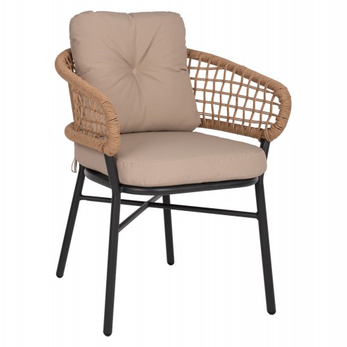 ΠΟΛΥΘΡΟΝΑ ΑΛΟΥΜΙΝΙΟΥ DARK GREY ΕΠΑΓΓΕΛΜ. RATTAN ΜΑΞΙΛΑΡΙ ΜΠΕΖ 57x61x74Yεκ.HM5863.01 Εξωτερικού Χώρου