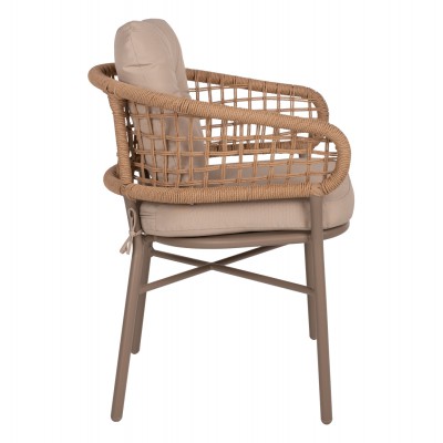 ΠΟΛΥΘΡΟΝΑ ΑΛΟΥΜΙΝΙΟΥ ΜΟΚΑ ΕΠΑΓΓΕΛΜ. RATTAN & ΜΑΞΙΛΑΡΙ ΜΠΕΖ 57x61x74Yεκ.HM5863.02 Εξωτερικού Χώρου