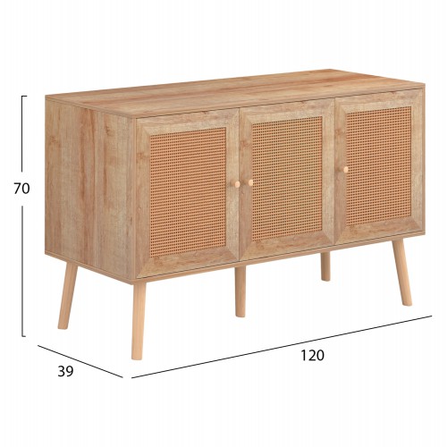ΜΠΟΥΦΕΣ ΜΕΛΑΜΙΝΗΣ COLM- ΣΥΝΘ. RATTAN ΣΤΙΣ ΠΟΡΤΕΣ HM9220.11 120Χ39Χ70Υεκ. Τραπεζαρία