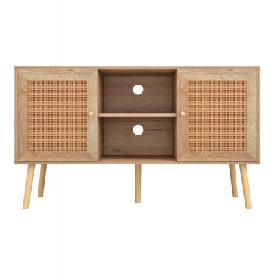 ΕΠΙΠΛΟ TV ΜΕΛΑΜΙΝΗΣ COLM ΜΕ ΠΟΡΤΕΣ RATTAN HM9223.11 ΣΕ ΧΡΩΜΑ ΦΥΣΙΚΟ 120x39x56,5Υεκ. Σαλόνι