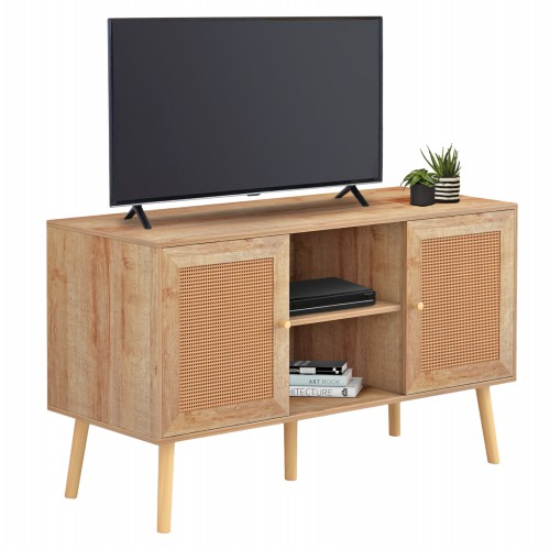 ΕΠΙΠΛΟ TV ΜΕΛΑΜΙΝΗΣ COLM ΜΕ ΠΟΡΤΕΣ RATTAN HM9223.11 ΣΕ ΧΡΩΜΑ ΦΥΣΙΚΟ 120x39x56,5Υεκ. Σαλόνι