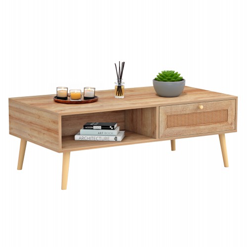 ΤΡΑΠΕΖΙ ΣΑΛΟΝΙΟΥ ΜΕΛΑΜΙΝΗΣ COLM RATTAN HM9224.11 ΣΕ ΦΥΣΙΚΟ ΧΡΩΜΑ 110x59x39,5Yεκ. Σαλόνι