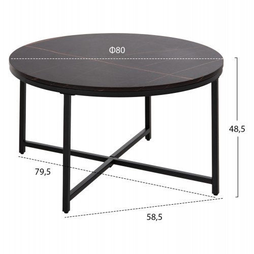 ΤΡΑΠΕΖΙ ΣΑΛΟΝΙΟΥ HM9420.03 BLACK MARBLE ΜΕΛΑΜΙΝΗ-ΜΑΥΡΗ ΜΕΤΑΛΛΙΚΗ ΒΑΣΗ Φ80x48,5Yεκ. Σαλόνι