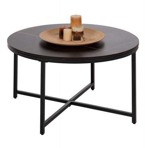 ΤΡΑΠΕΖΙ ΣΑΛΟΝΙΟΥ HM9420.03 BLACK MARBLE ΜΕΛΑΜΙΝΗ-ΜΑΥΡΗ ΜΕΤΑΛΛΙΚΗ ΒΑΣΗ Φ80x48,5Yεκ. Σαλόνι