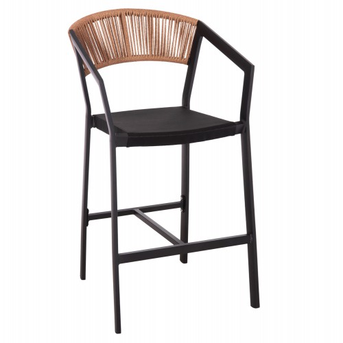 ΣΚΑΜΠΟ ΑΛΟΥΜΙΝΙΟΥ HM5892.15 ΜΕΣΑΙΟΥ ΥΨΟΥΣ RATTAN & TEXTLINE ΜΑΥΡΟ ΜΠΕΖ 56,5x57x99,5Y Εξωτερικού Χώρου