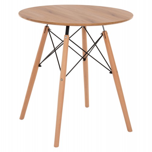 ΤΡΑΠΕΖΙ MINIMAL ΣΤΡΟΓΓΥΛΟ HM0059.04 MDF ΣΕ ΦΥΣΙΚΟ-ΠΟΔΙΑ ΟΞΙΑΣ ΦΥΣΙΚΟ Φ80Χ72Υεκ. Σαλόνι
