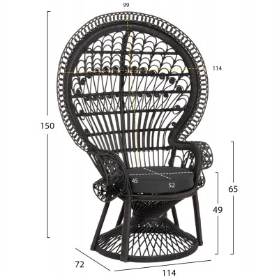 ΠΟΛΥΘΡΟΝΑ ROYAL PEACOCK HM9342.03 RATTAN ΜΑΥΡΟ-ΜΑΞΙΛΑΡΙ ΜΑΥΡΟ 114x72x150Yεκ. ΠΟΛΥΘΡΟΝΑ ROYAL PEACOCK HM9342.03 RATTAN ΜΑΥΡΟ-ΜΑΞΙΛΑΡΙ ΜΑΥΡΟ 114x72x150Yεκ.