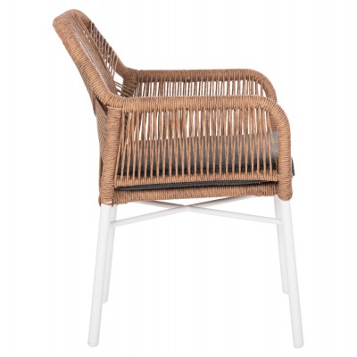 ΠΟΛΥΘΡΟΝΑ TOPIN HM6048.01 ΑΛΟΥΜΙΝΙΟ ΛΕΥΚΟ-P.E. RATTAN ΑΝΟΙΧΤΟ ΚΑΦΕ-ΜΑΞΙΛΑΡΙ ΓΚΡΙ 57x65x84Υ εκ Εξωτερικού Χώρου