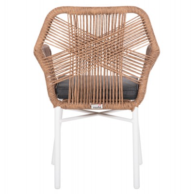ΠΟΛΥΘΡΟΝΑ TOPIN HM6048.01 ΑΛΟΥΜΙΝΙΟ ΛΕΥΚΟ-P.E. RATTAN ΑΝΟΙΧΤΟ ΚΑΦΕ-ΜΑΞΙΛΑΡΙ ΓΚΡΙ 57x65x84Υ εκ Εξωτερικού Χώρου