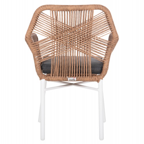 ΠΟΛΥΘΡΟΝΑ TOPIN HM6048.01 ΑΛΟΥΜΙΝΙΟ ΛΕΥΚΟ-P.E. RATTAN ΑΝΟΙΧΤΟ ΚΑΦΕ-ΜΑΞΙΛΑΡΙ ΓΚΡΙ 57x65x84Υ εκ Εξωτερικού Χώρου