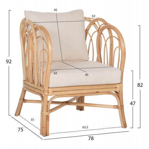 ΠΟΛΥΘΡΟΝΑ ESTOR HM9817 RATTAN ΣΕ ΦΥΣΙΚΟ-ΛΕΥΚΟ ΜΑΞΙΛΑΡΙ 78x75x92Υ εκ. Εξωτερικού Χώρου